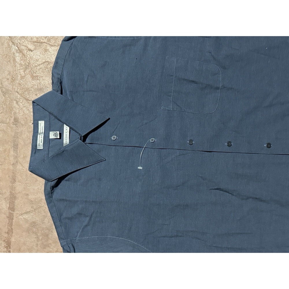 Geoffrey Beene Men's 34 Blue Solid Woven Long Sleeve Point Collar Button-Up - Picture 6 of 6